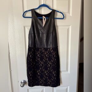 Bailey 44 shirt dress. Sz lg. Faux leather top in front. Lace skirt. Never worn